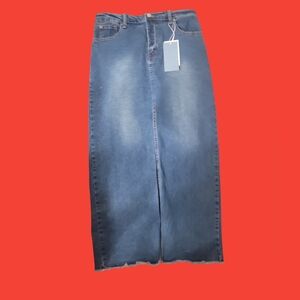 Denim Maxi Skirt, blue